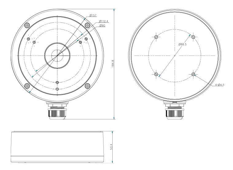 CP-PR-180 Montážní nástavec pro dome kamery (157 mm)